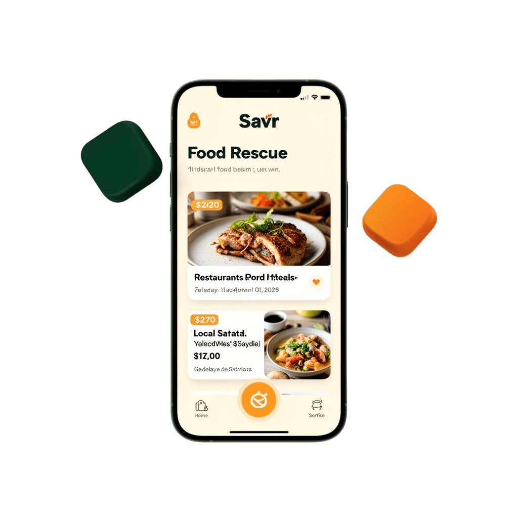 Savr mobile app screen showing nearby discounted meals